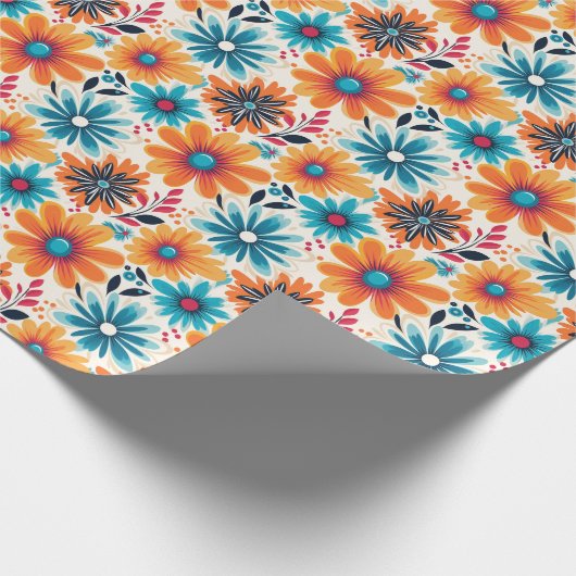 Retro Boho Flower Cadeaupapier (Hoek)