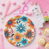 Retro Boho Flower Papieren Bordje (Feest)