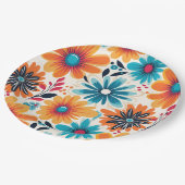 Retro Boho Flower Papieren Bordje (Gekanteld)