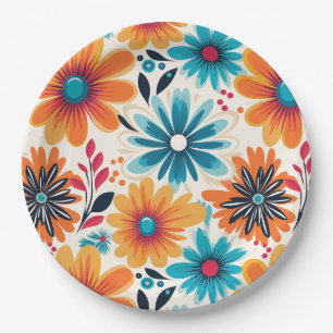 Retro Boho Flower Papieren Bordje