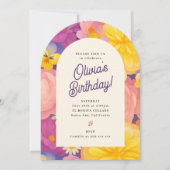 Retro Boho Flower Party Invite Kaart (Voorkant)