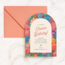 Retro Boho Flower Party Invite