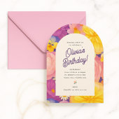 Retro Boho Flower Party Invite Kaart