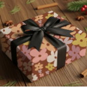 Retro Boho Flower Power Pattern Cadeaupapier