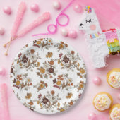 Retro Boho Flowers Pattern Papieren Bordje (Feest)