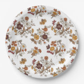 Retro Boho Flowers Pattern Papieren Bordje (Voorkant)