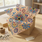 Retro Boho Folk Art Bloem- en Hartpatroon Tissuepapier