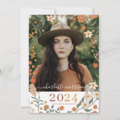 Retro Boho Foto Afstudeer Uitnodiging (Voorkant)