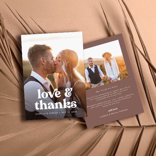 Retro Boho foto bruiloft bedankje Bedankkaart