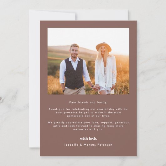 Retro Boho foto bruiloft bedankje Bedankkaart (Achterkant)