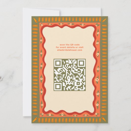 Retro Boho Fun Handgemaakte CUSTOM QR Vrijgezellen Kaart (Achterkant)