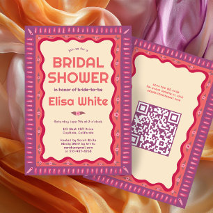 Retro Boho Fun Handgemaakte CUSTOM QR Vrijgezellen Kaart