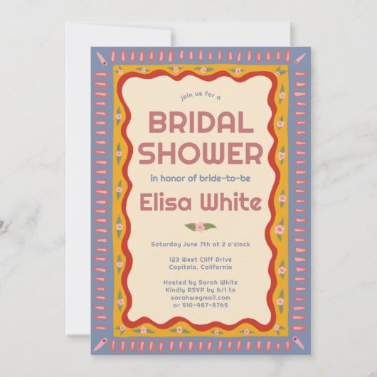 Retro Boho Fun Handgemaakte CUSTOM QR Vrijgezellen Kaart (Voorkant)