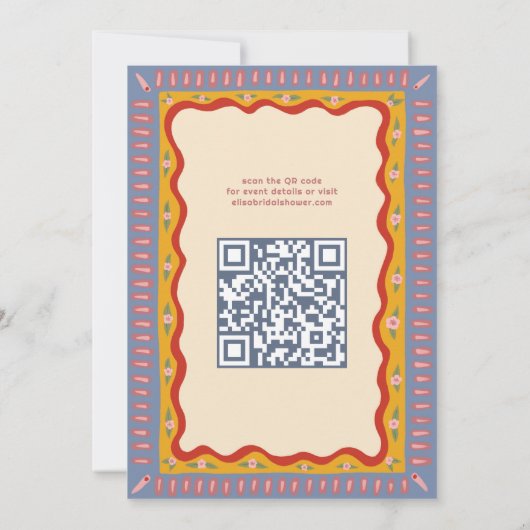Retro Boho Fun Handgemaakte CUSTOM QR Vrijgezellen Kaart (Achterkant)