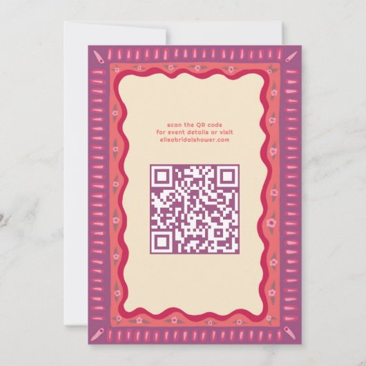 Retro Boho Fun Handgemaakte CUSTOM QR Vrijgezellen Kaart (Achterkant)