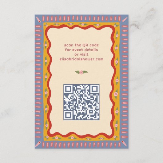 Retro Boho Fun Handgemaakte CUSTOM Vrijgezellenfee Informatiekaartje (Voorkant)