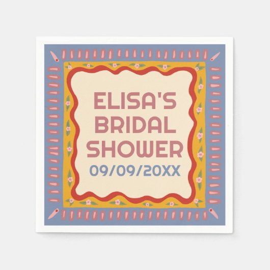 Retro Boho Fun Handgemaakte CUSTOM Vrijgezellenfee Servet (Voorkant)