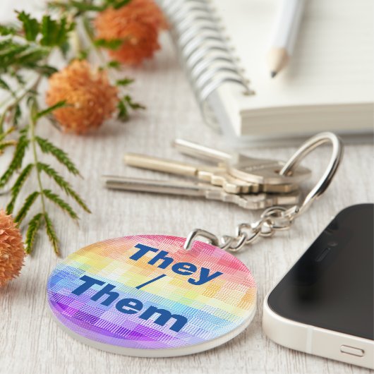 Retro Boho Funky Quirk Xenogender Gestreepte Pride Sleutelhanger (Voorkant Rechts)