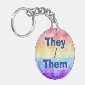 Retro Boho Funky Quirk Xenogender Gestreepte Pride Sleutelhanger (Voorkant Links)