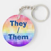 Retro Boho Funky Quirk Xenogender Gestreepte Pride Sleutelhanger (Achterkant)