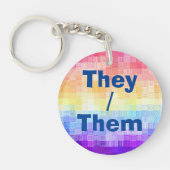 Retro Boho Funky Quirk Xenogender Gestreepte Pride Sleutelhanger (Voorkant)
