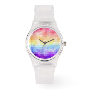 Retro Boho Funky Quirky Xenogender Plaid Pride Horloge