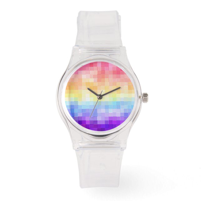 Retro Boho Funky Quirky Xenogender Plaid Pride Horloge (Voorkant)