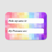 Retro Boho Funky Quirky Xenogender Plaid Pride Naamplaatje (Voorkant)