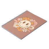 Retro Boho Gelukkig Gezicht, Leuke Blush Bloemen Notitieboek (Linkerzijde)