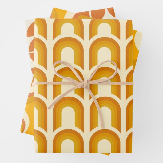 Retro Boho Geometric Pattern 60s 70s 70s Inpakpapier Vel (In situ)