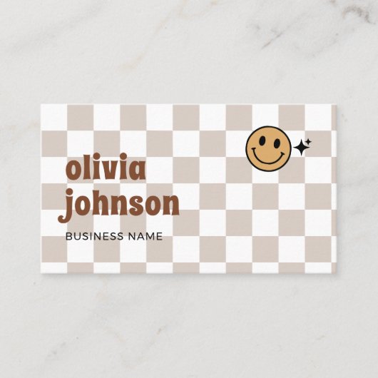 Retro Boho Geruit Visitekaartje (Voorkant)