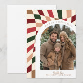 Retro Boho Geruite Foto Kerst Kaart (Voorkant / Achterkant)