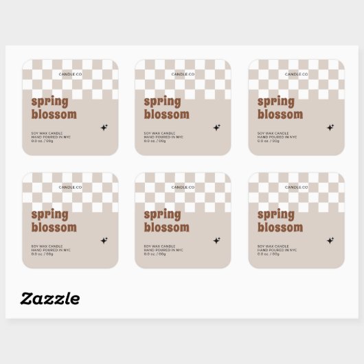 Retro Boho Geruite Soja Kaars Jar Label (Vel)