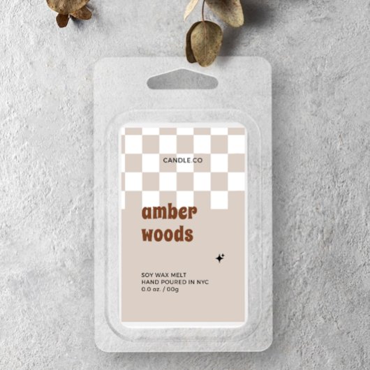 Retro Boho Geruite Soja Wax Melt Label Wijn Etiket