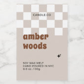 Retro Boho Geruite Soja Wax Melt Label Wijn Etiket (Enkel label)