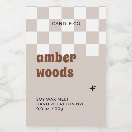 Retro Boho Geruite Soja Wax Melt Label Wijn Etiket (Enkel label)