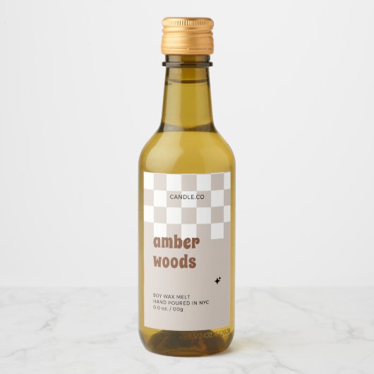 Retro Boho Geruite Soja Wax Melt Label Wijn Etiket (Voorkant)