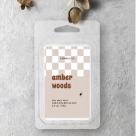 Retro Boho Geruite Soy Wax Smelt Label Wijn Etiket