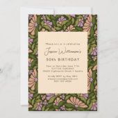 Retro Boho Green Botanical Groovy 50th Birthday Kaart (Voorkant)