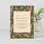 Retro Boho Green Botanical Groovy 50th Birthday Kaart (Staand voorkant)
