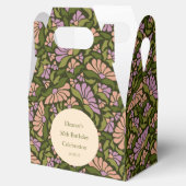 Retro Boho Groen Schattige Bloemen Aangepast 50ste Bedankdoosjes (Geopend)