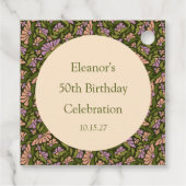 Retro Boho Groen Schattige Bloemen Aangepast 50ste Bedankjes Labels (Achterkant)