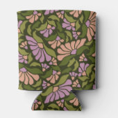 Retro Boho Groen Schattige Bloemen Aangepast 50ste Blikjeskoeler (Achterkant)