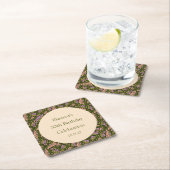 Retro Boho Groen Schattige Bloemen Aangepast 50ste Kartonnen Onderzetters (Insitu)