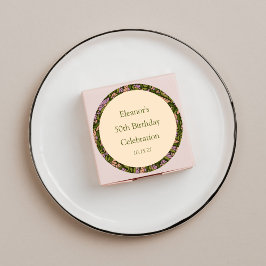 Retro Boho Groen Schattige Bloemen Aangepast 50ste Ronde Sticker