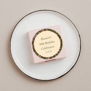 Retro Boho Groen Schattige Bloemen Aangepast 50ste Ronde Sticker