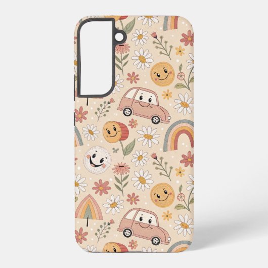Retro Boho – Groovy 70s patroon Samsung Galaxy Hoesje (Achterkant)