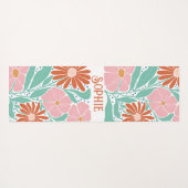 Retro Boho Groovy Bloemen Gepersonaliseerde Yoga M Yogamat (Achterkant (horizontaal))