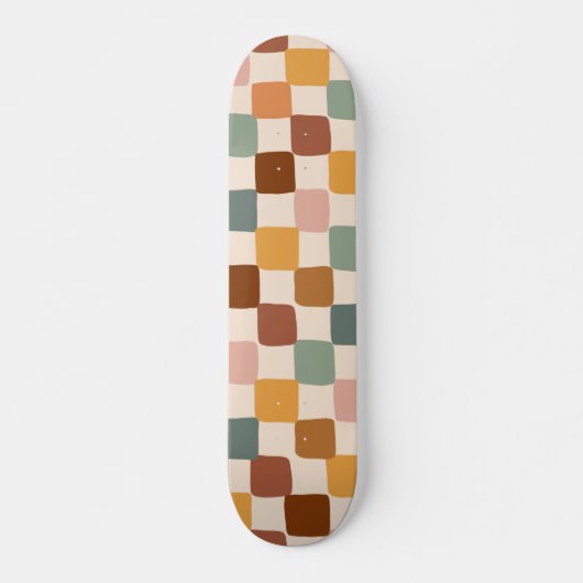 Retro Boho Groovy Gecontroleerd Colorful Bohemian Persoonlijk Skateboard (Voorkant)