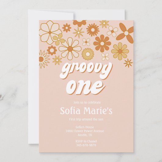 Retro Boho Groovy One Boho First Birthday Kaart (Voorkant)